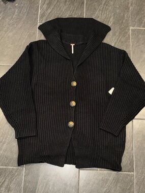 Free People Swim Too Deep Cardigan Black